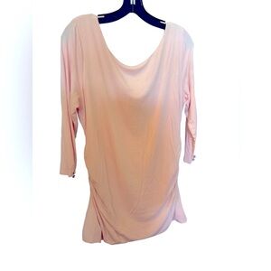 White House Black Market Light Pink Blouse With Ruched Sides 3/4 Sleeves Large
